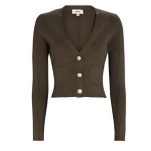 L’Agence Jamie Cropped Rib Knit Cardigan